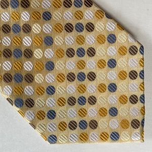 VINTAGE Geoffrey Beene Woven Silk Men’s Tie - Yellow w/multi colored polka dots